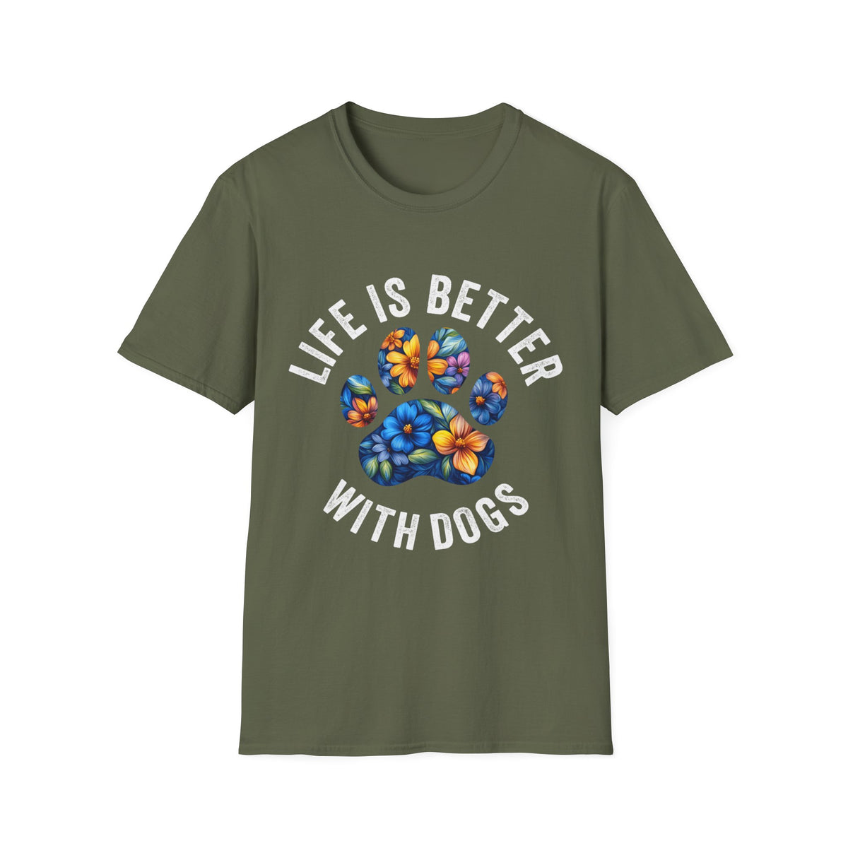 Life Better With Dogs wht t-shirt
