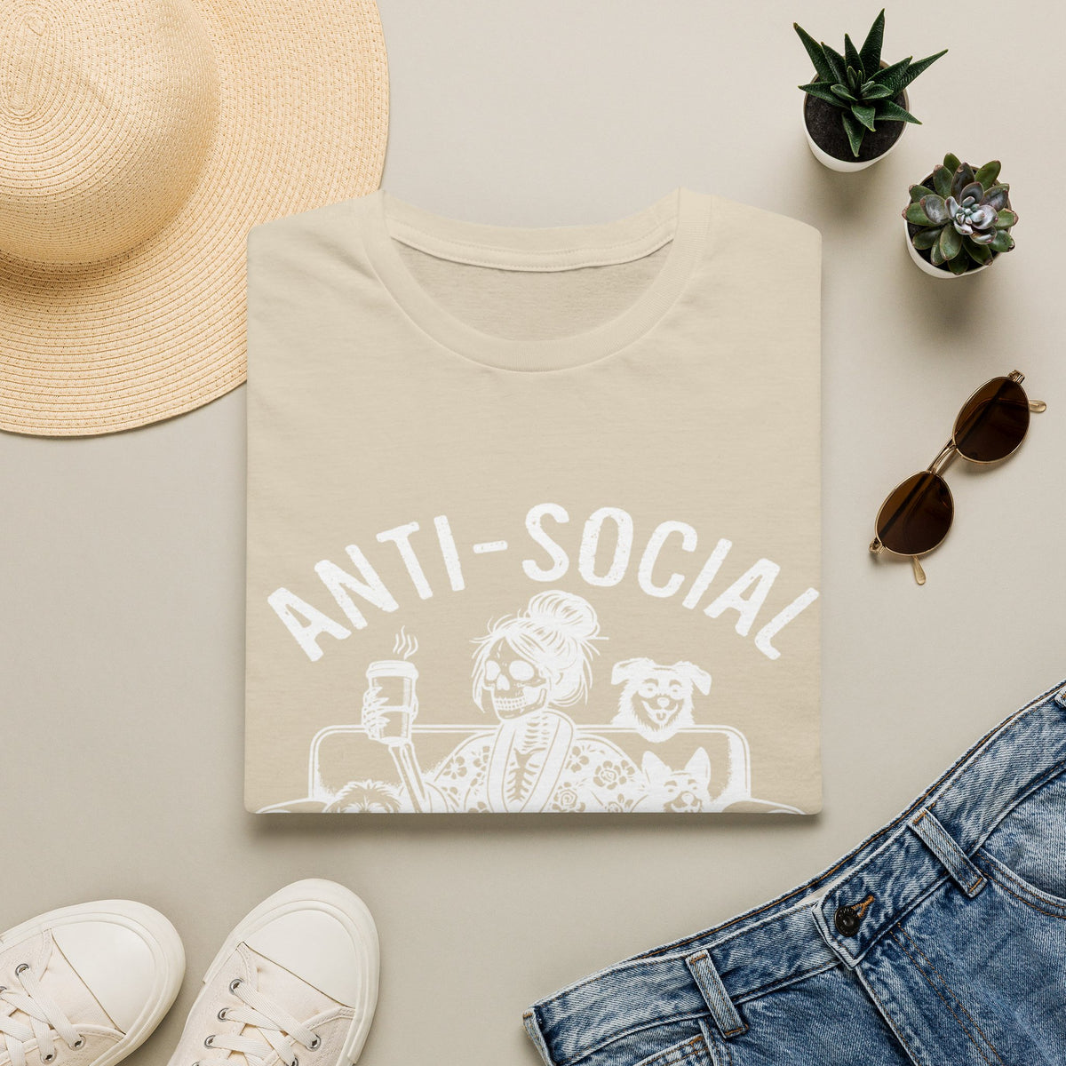Anti Socail Dog Mom wht t-shirt