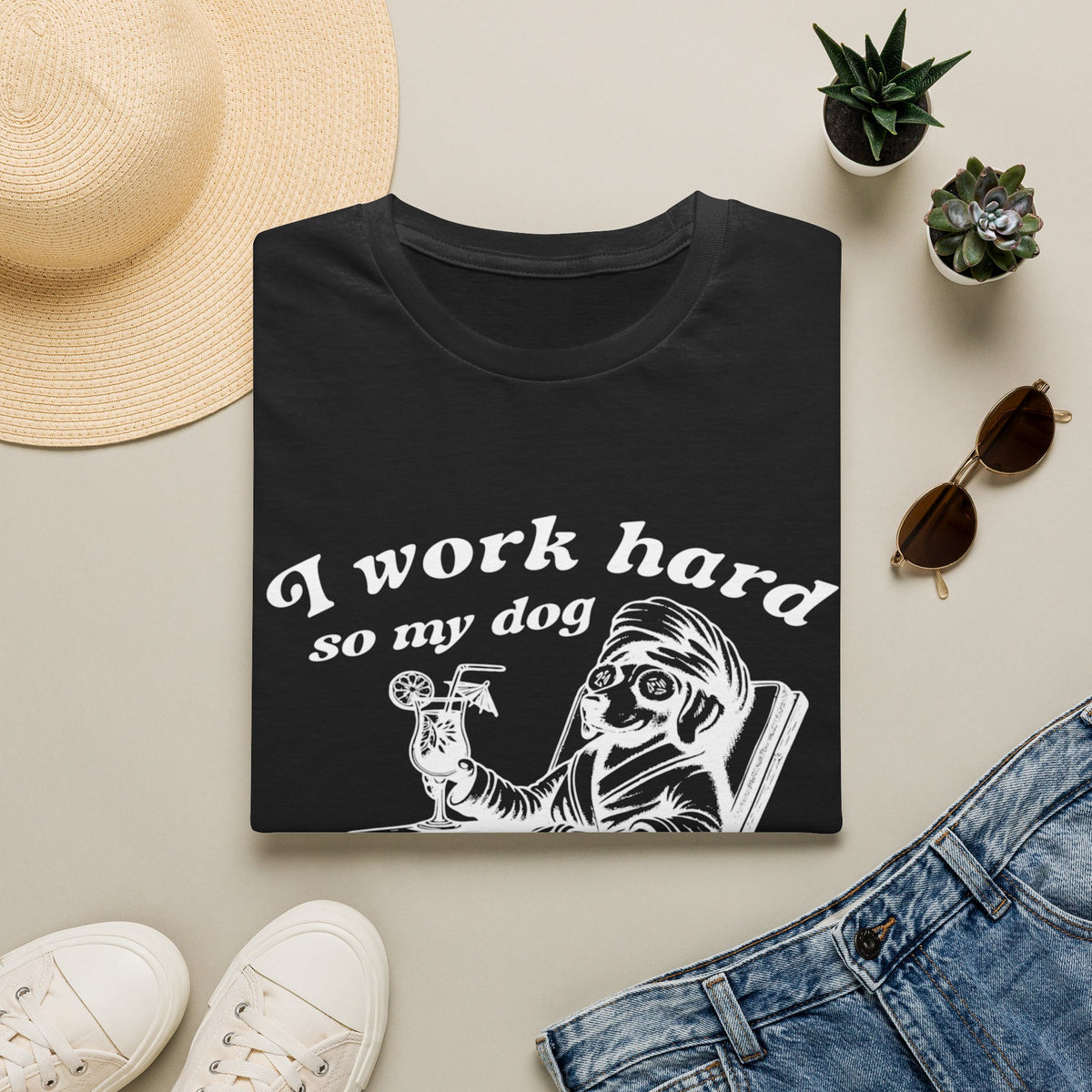 I Work Hard wht t-shirt