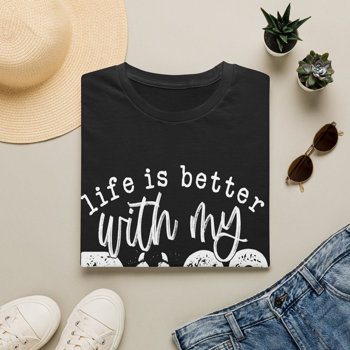 Life Better With My Dogs wht t-shirt