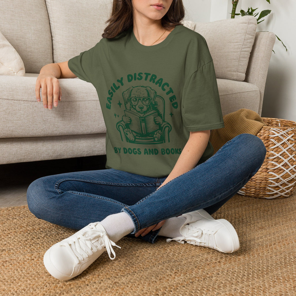Easily Distracted By Dogs And Books t-shirt