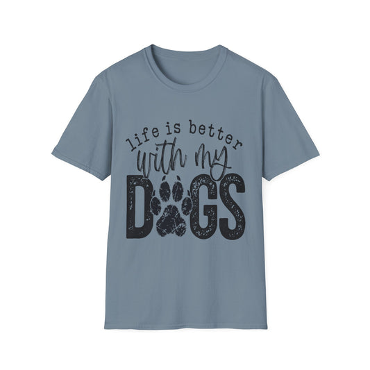 Life Better With My Dogs blk t-shirt