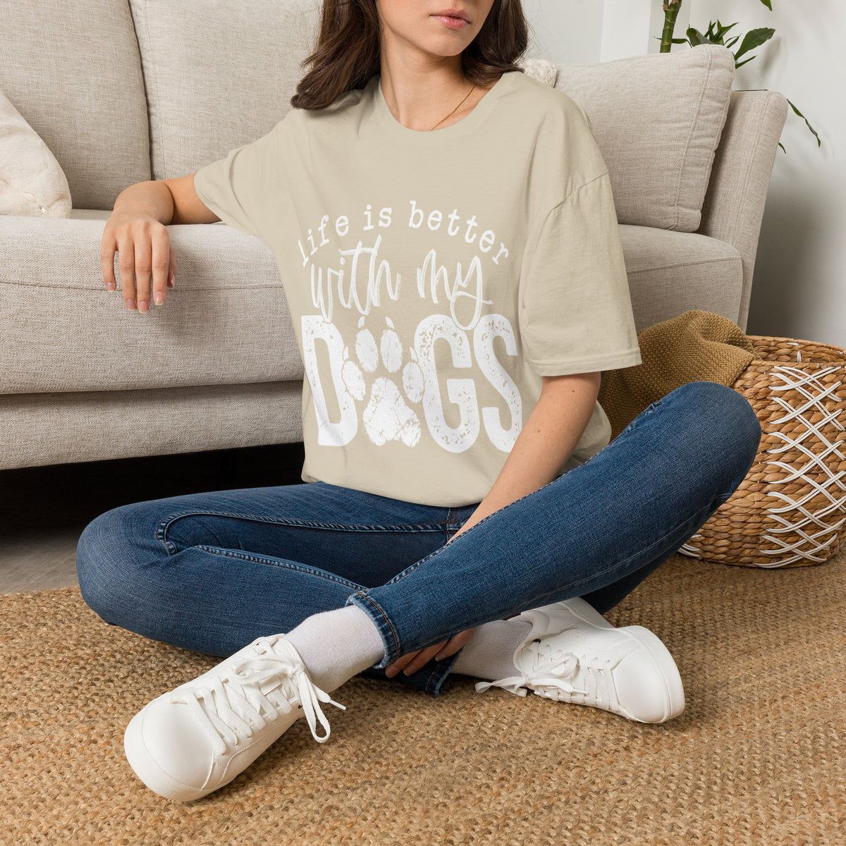 Life Better With My Dogs wht t-shirt