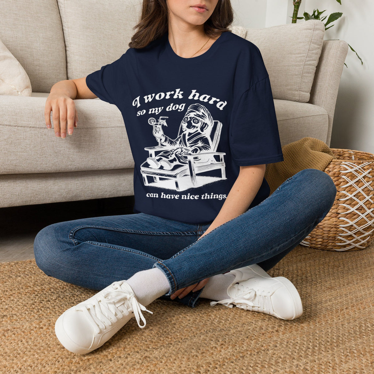 I Work Hard wht t-shirt
