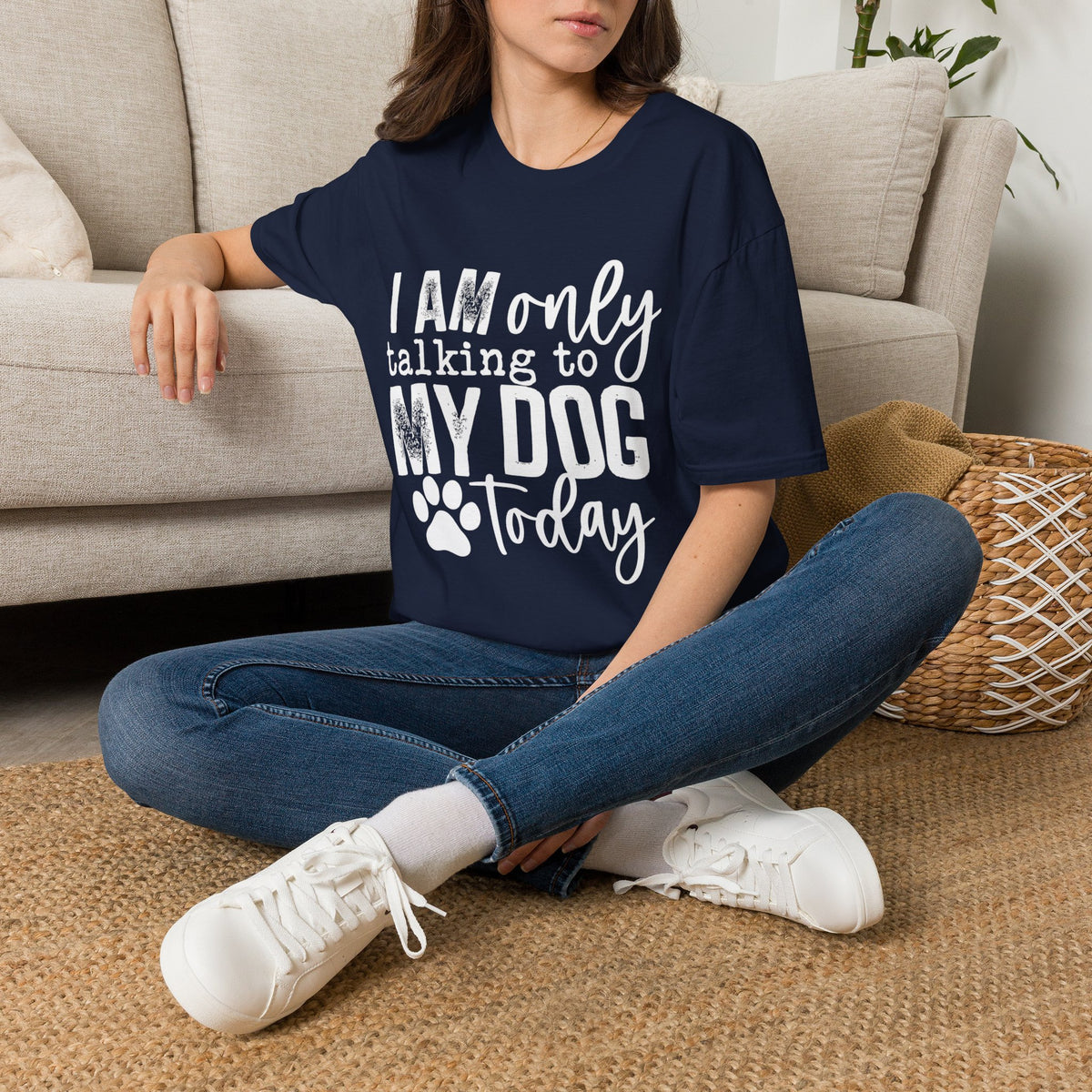 talking to dog today wht t-shirt