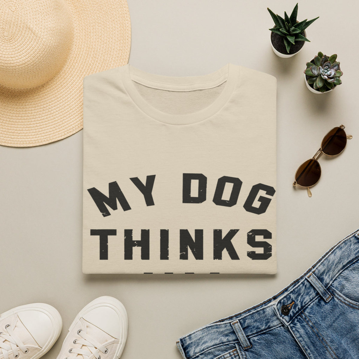 My Dog Thinks Im Cool blk t-shirt