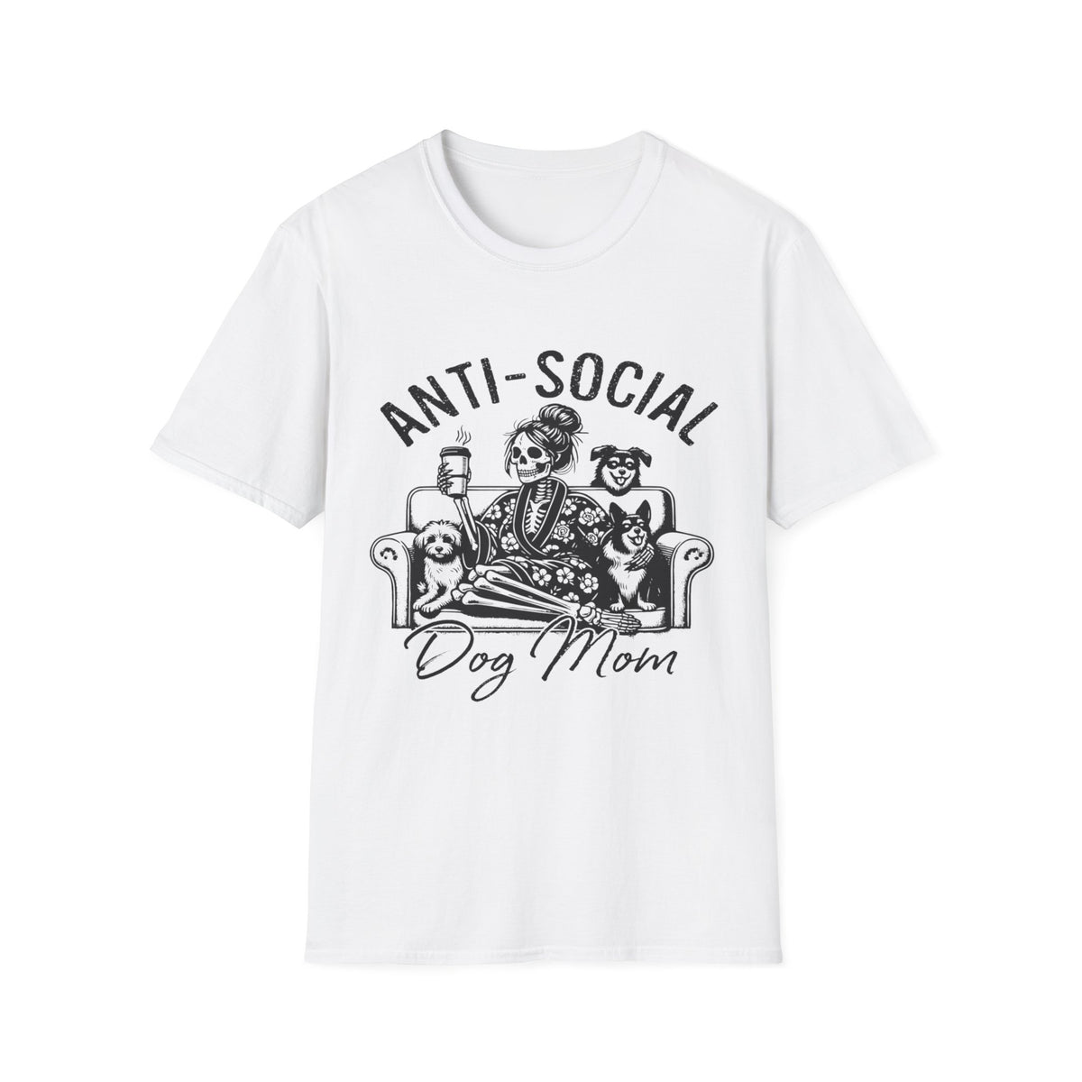 Anti Socail Dog Mom blk t-shirt