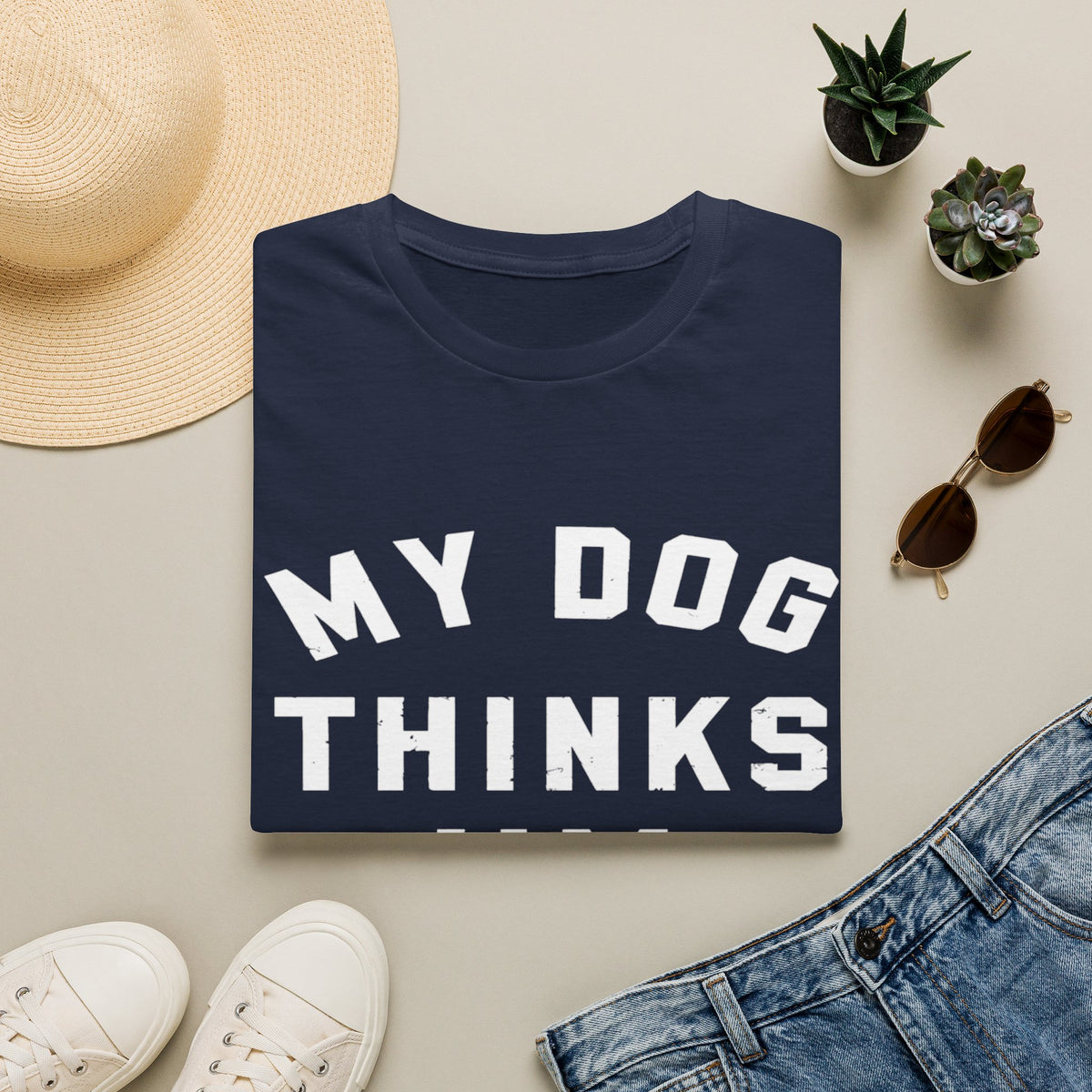 My Dog Thinks Im Cool wht t-shirt