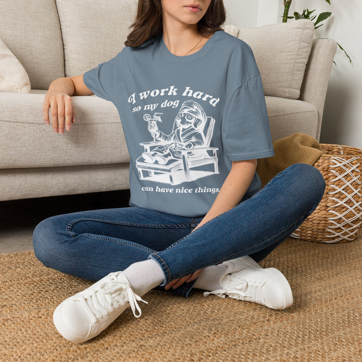 I Work Hard wht t-shirt