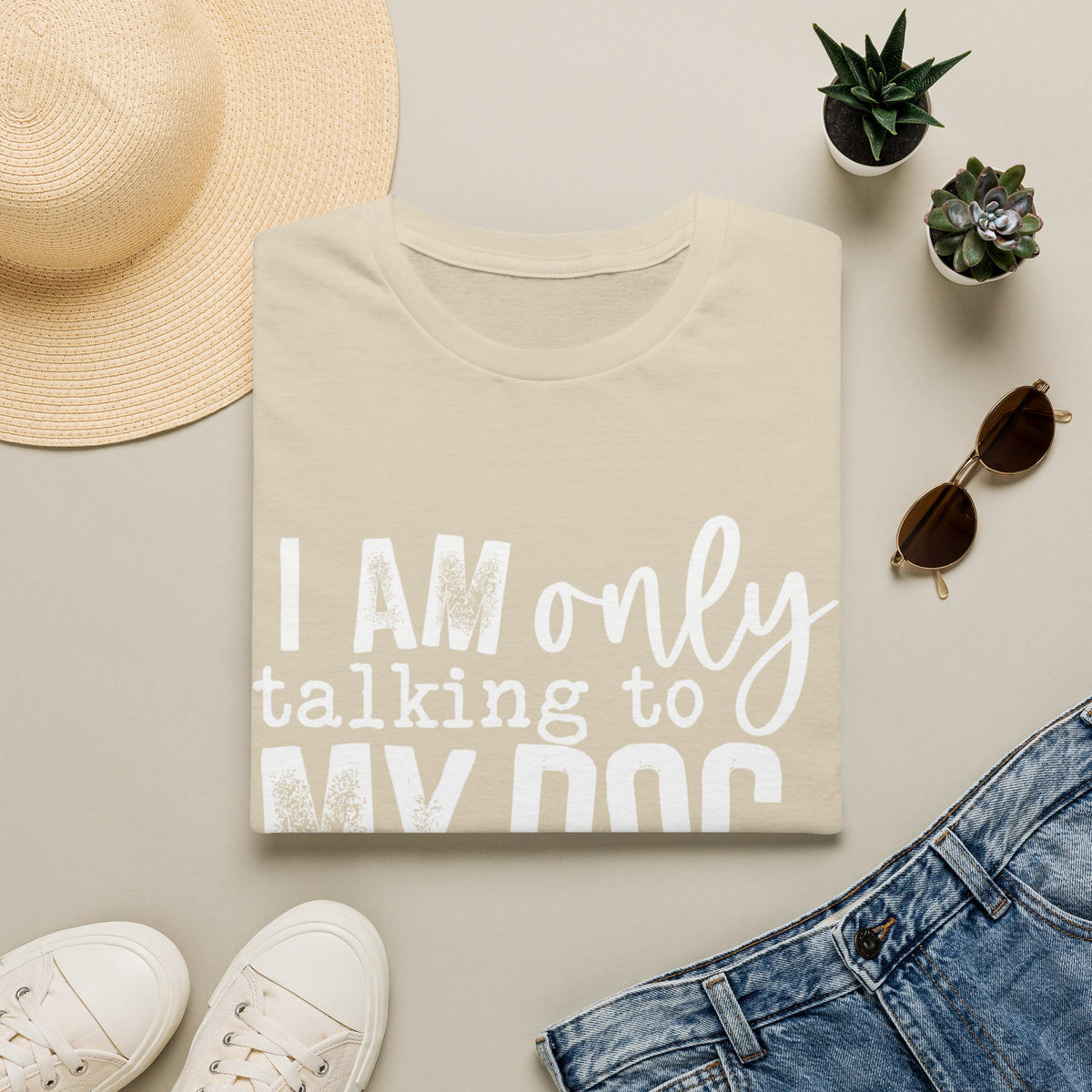 talking to dog today wht t-shirt