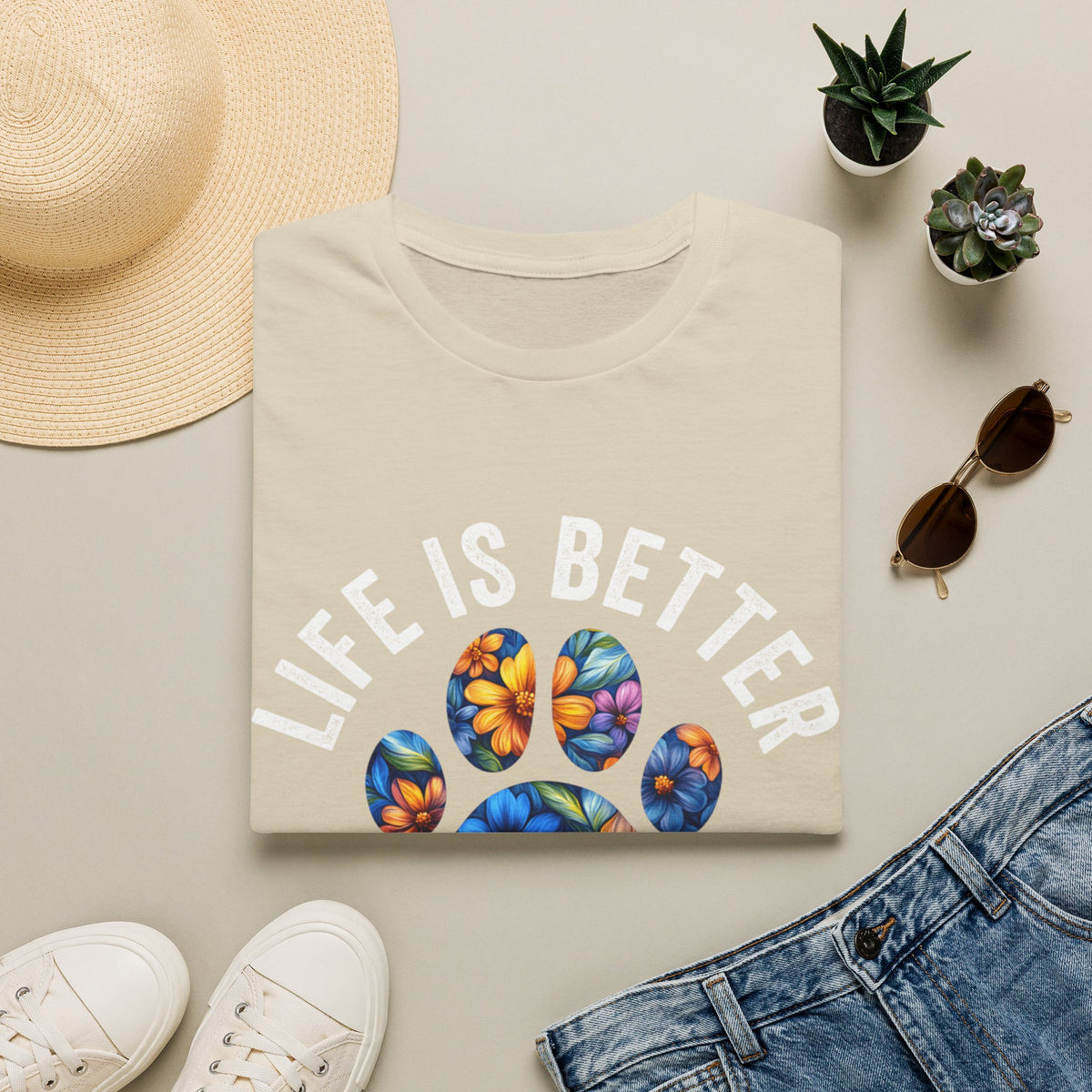 Life Better With Dogs wht t-shirt