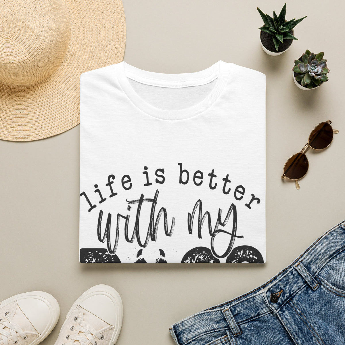Life Better With My Dogs blk t-shirt