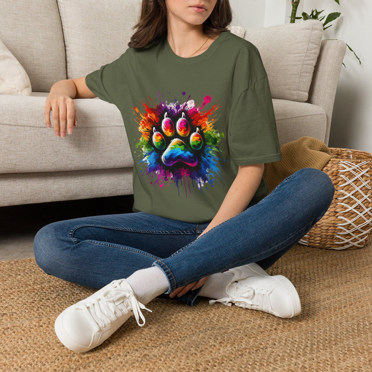 Paint Splater Paw Print t-shirt