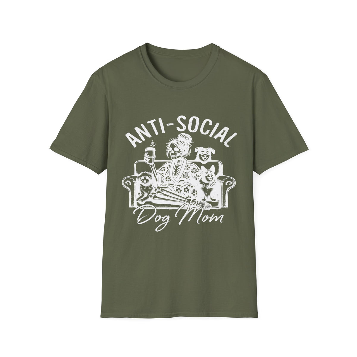 Anti Socail Dog Mom wht t-shirt