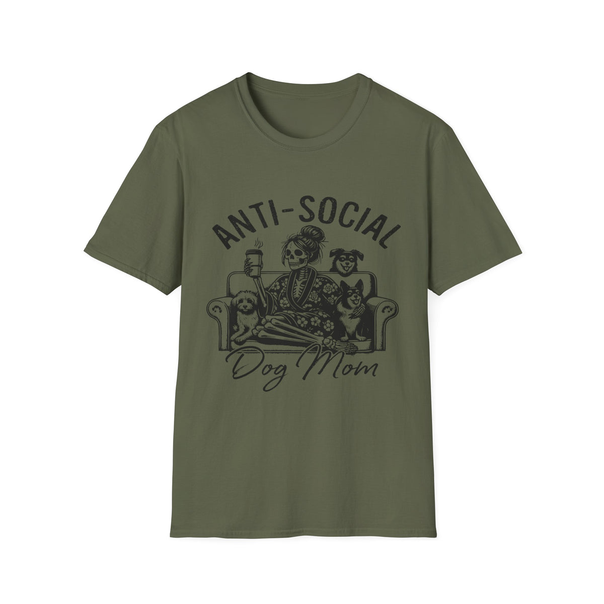 Anti Socail Dog Mom blk t-shirt