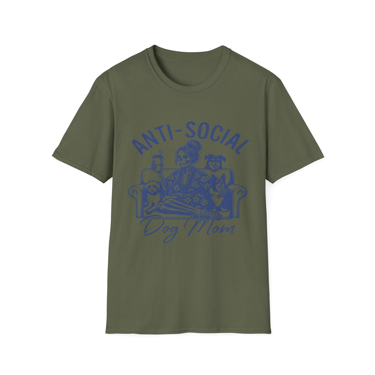 Anti Socail Dog Mom blu t-shirt
