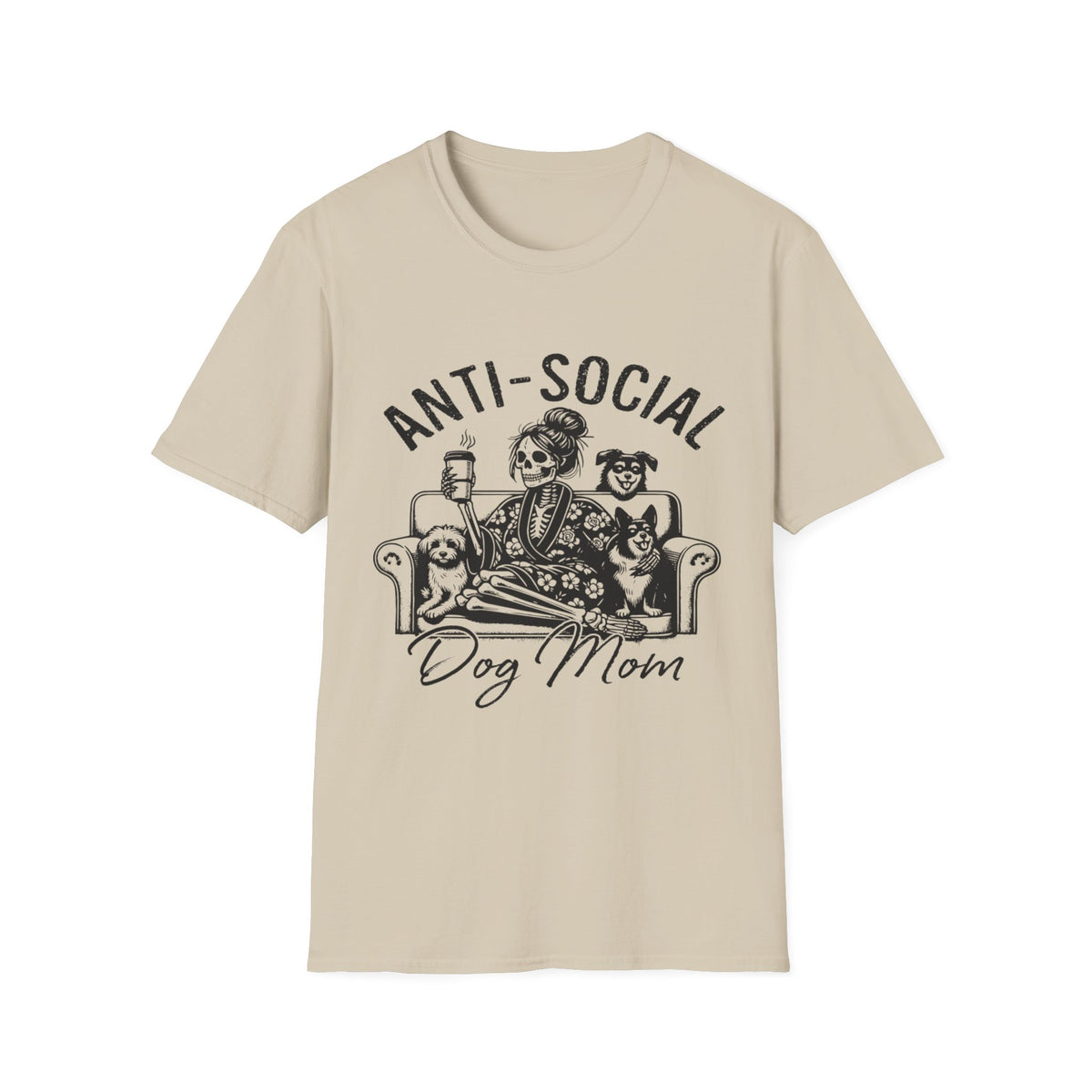 Anti Socail Dog Mom blk t-shirt