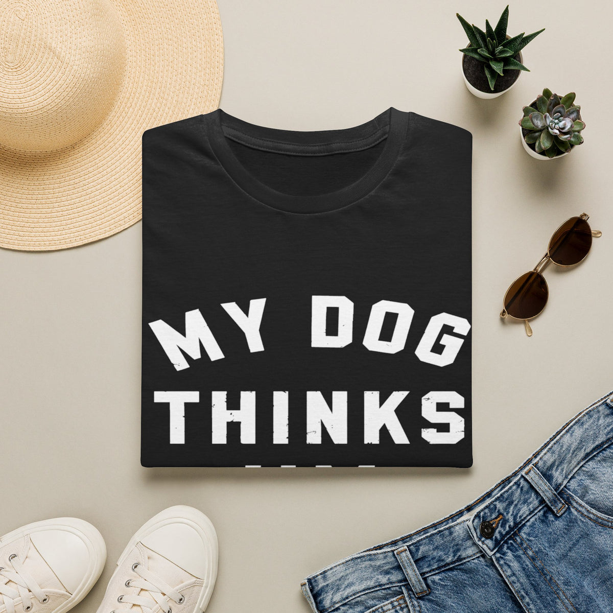 My Dog Thinks Im Cool wht t-shirt