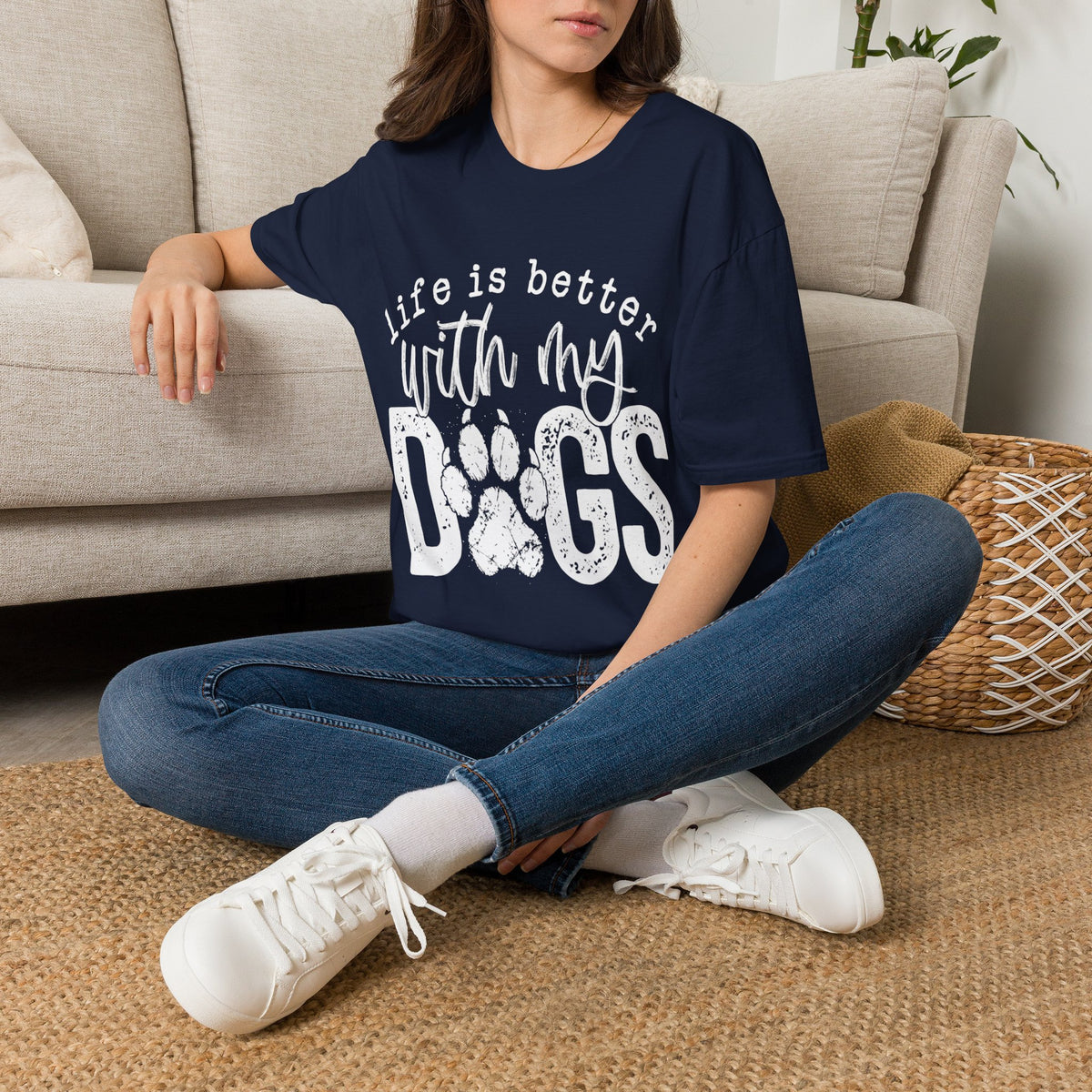 Life Better With My Dogs wht t-shirt
