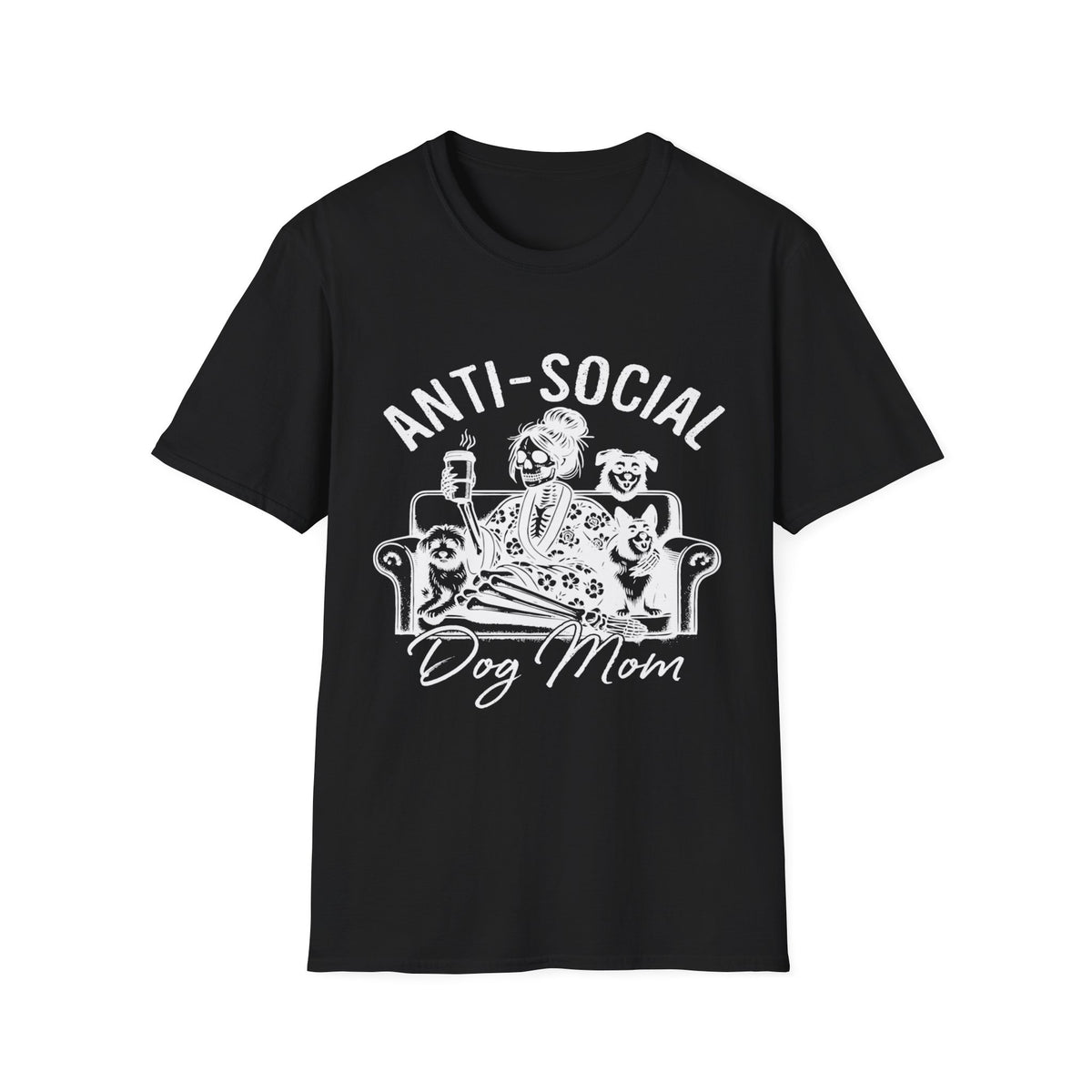 Anti Socail Dog Mom wht t-shirt