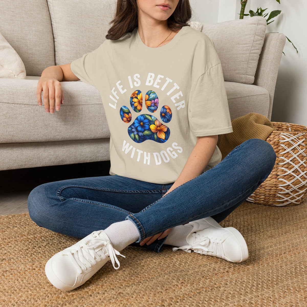 Life Better With Dogs wht t-shirt