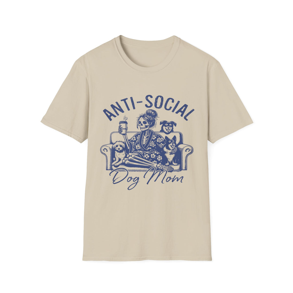 Anti Socail Dog Mom blu t-shirt