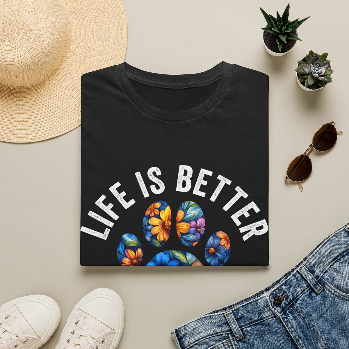 Life Better With Dogs wht t-shirt