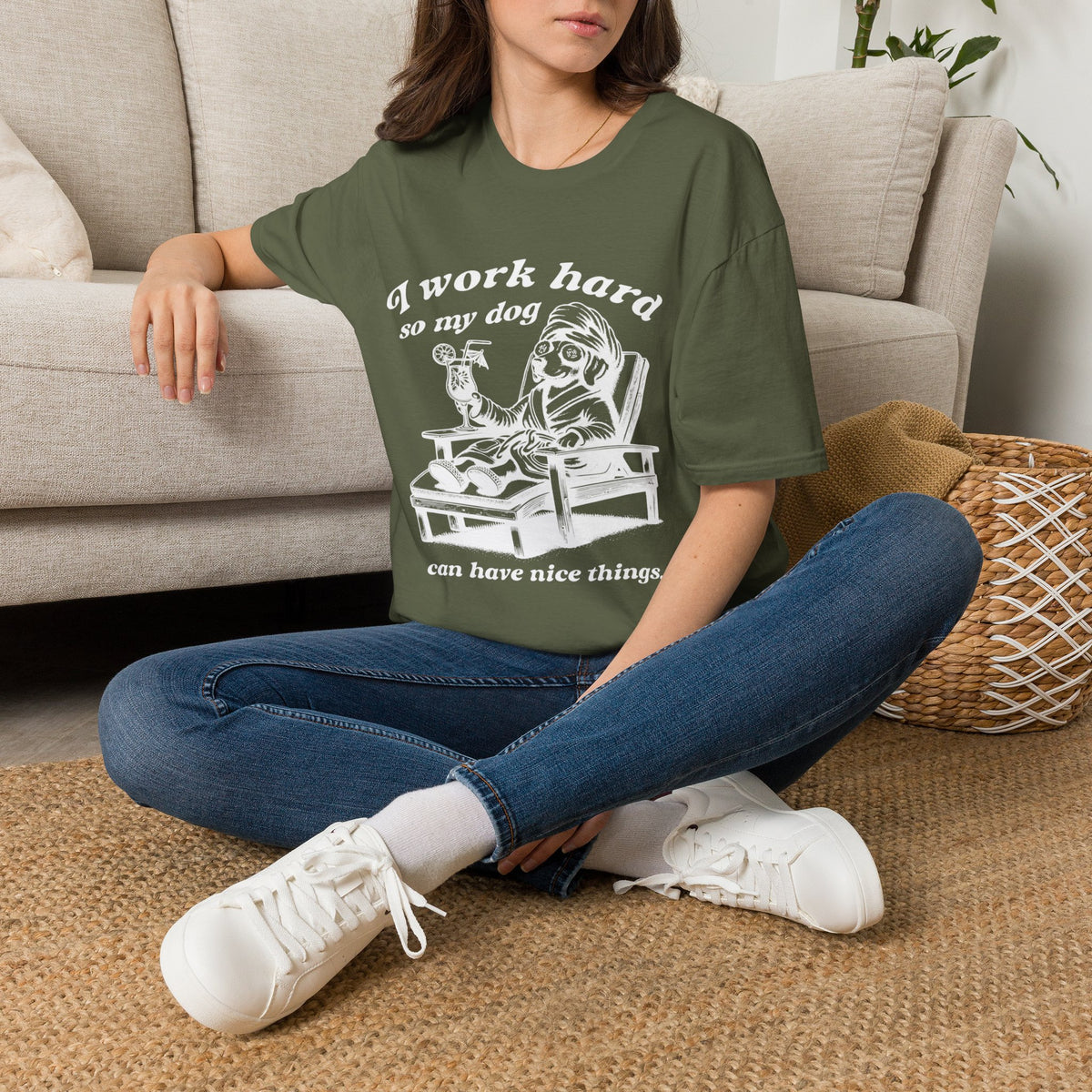 I Work Hard wht t-shirt