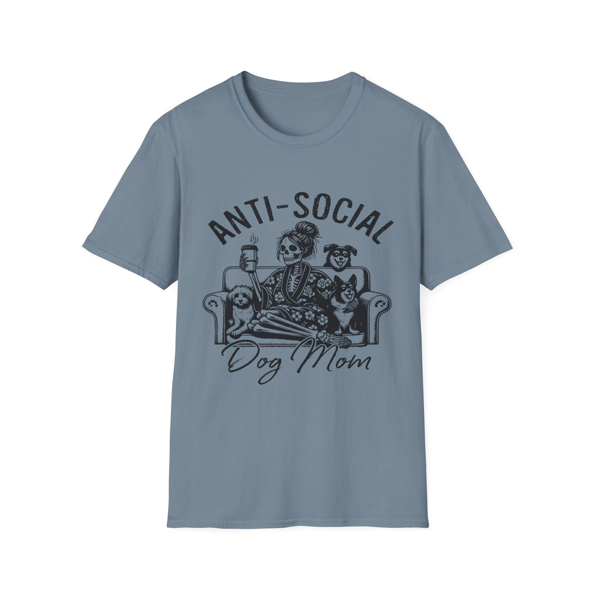 Anti Socail Dog Mom blk t-shirt