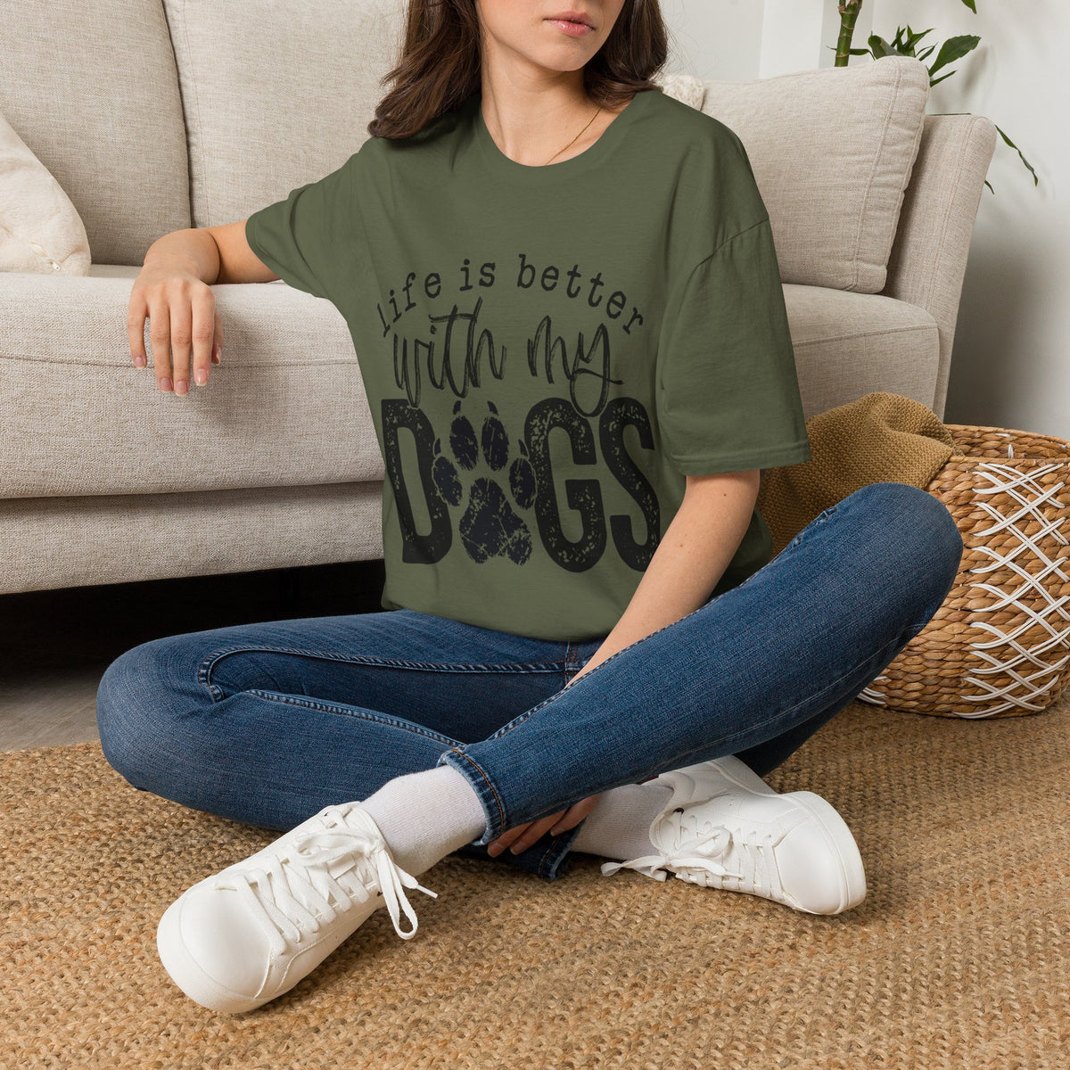 Life Better With My Dogs blk t-shirt