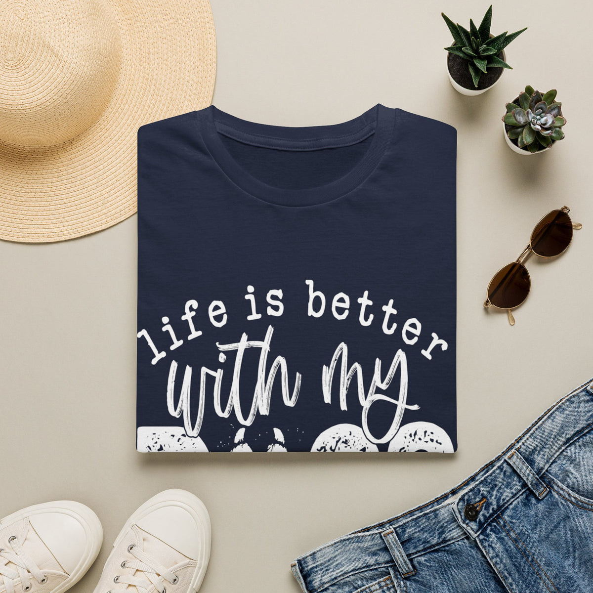 Life Better With My Dogs wht t-shirt
