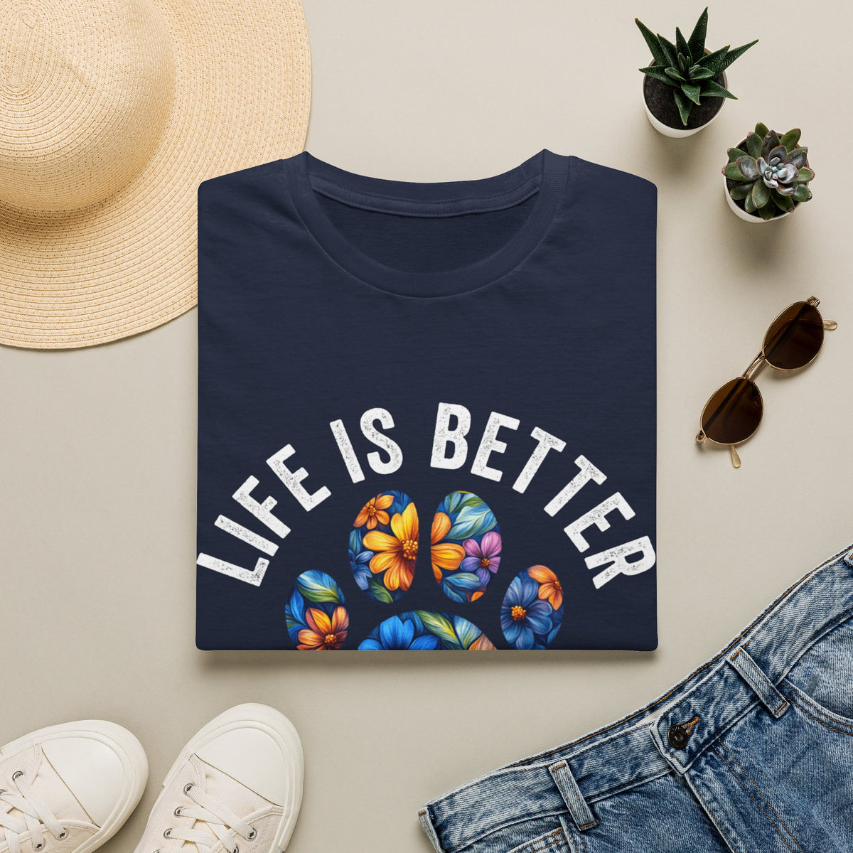 Life Better With Dogs wht t-shirt
