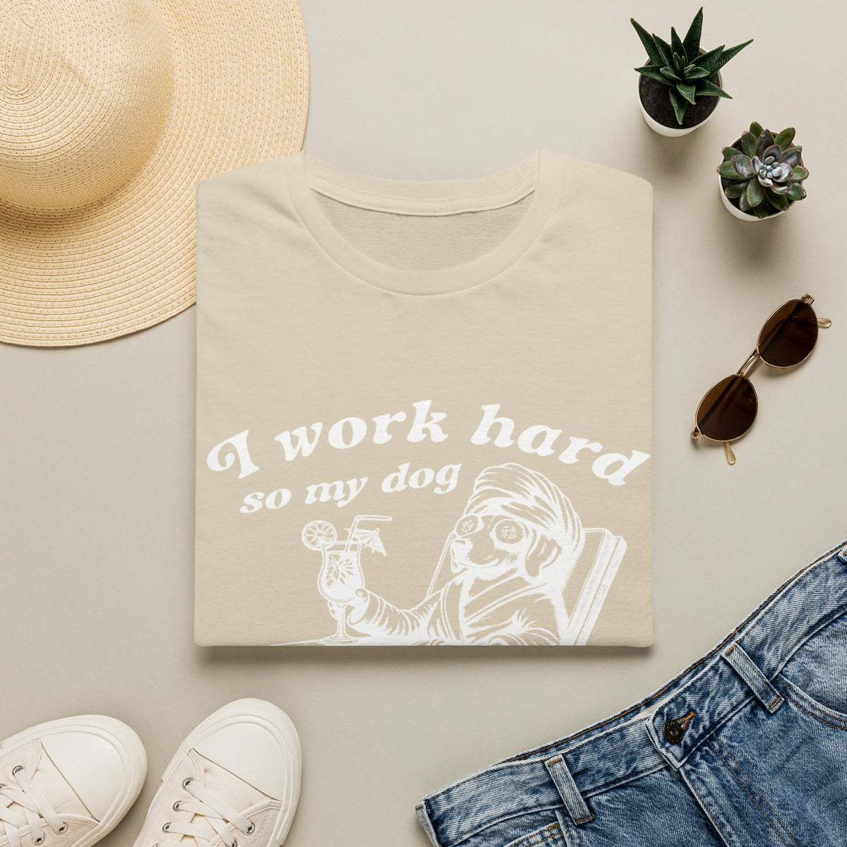 I Work Hard wht t-shirt