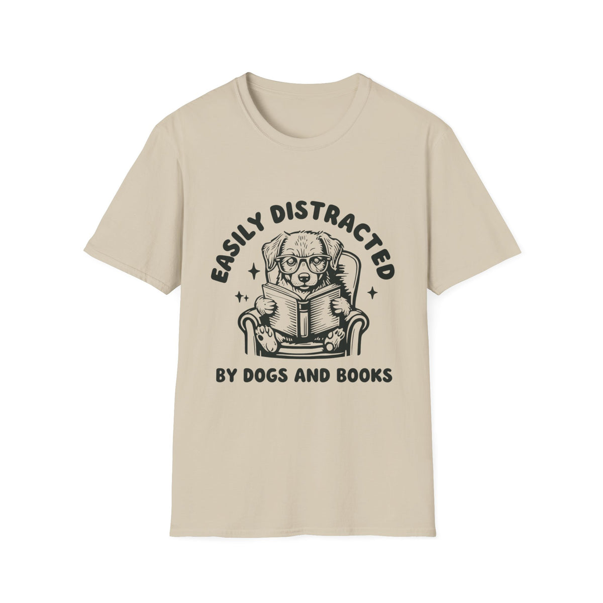 Easily Distracted By Dogs And Books BLK t-shirt