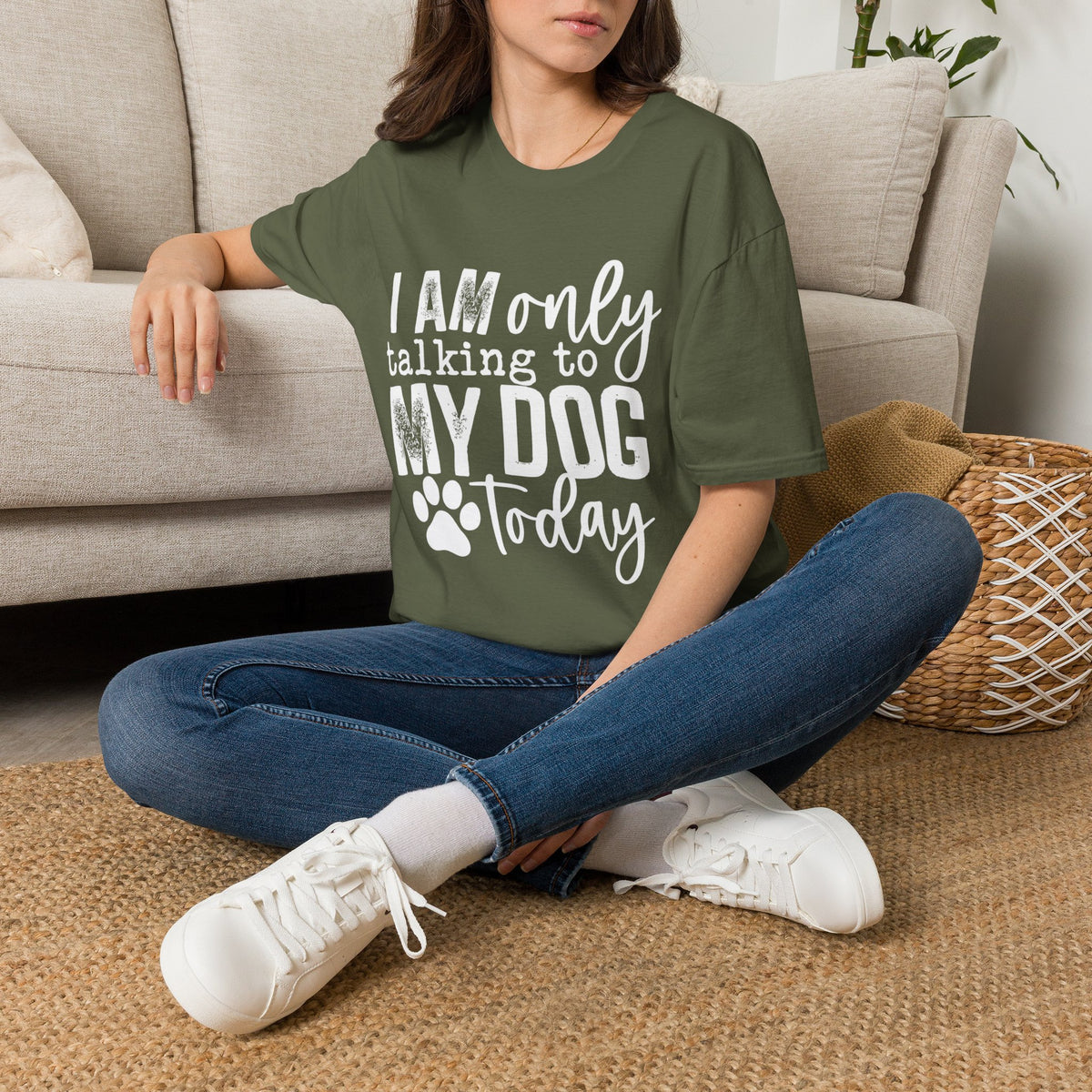 talking to dog today wht t-shirt