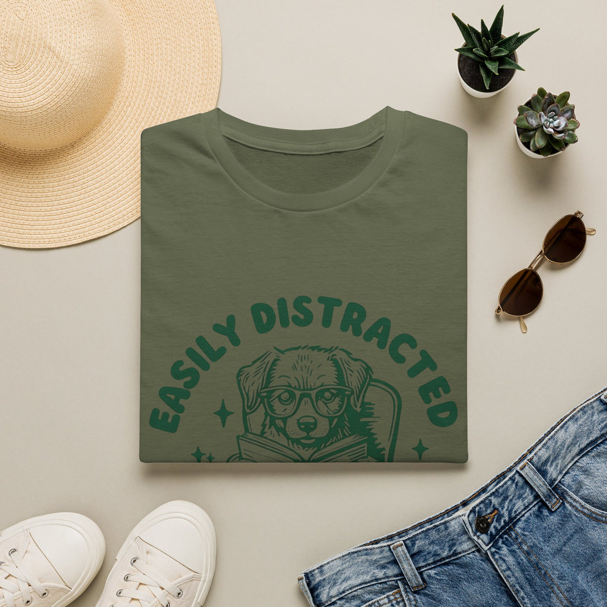 Easily Distracted By Dogs And Books t-shirt