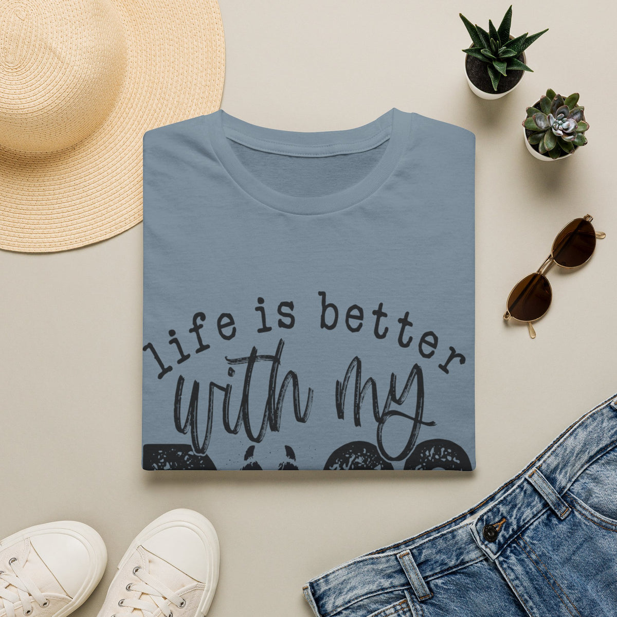 Life Better With My Dogs blk t-shirt