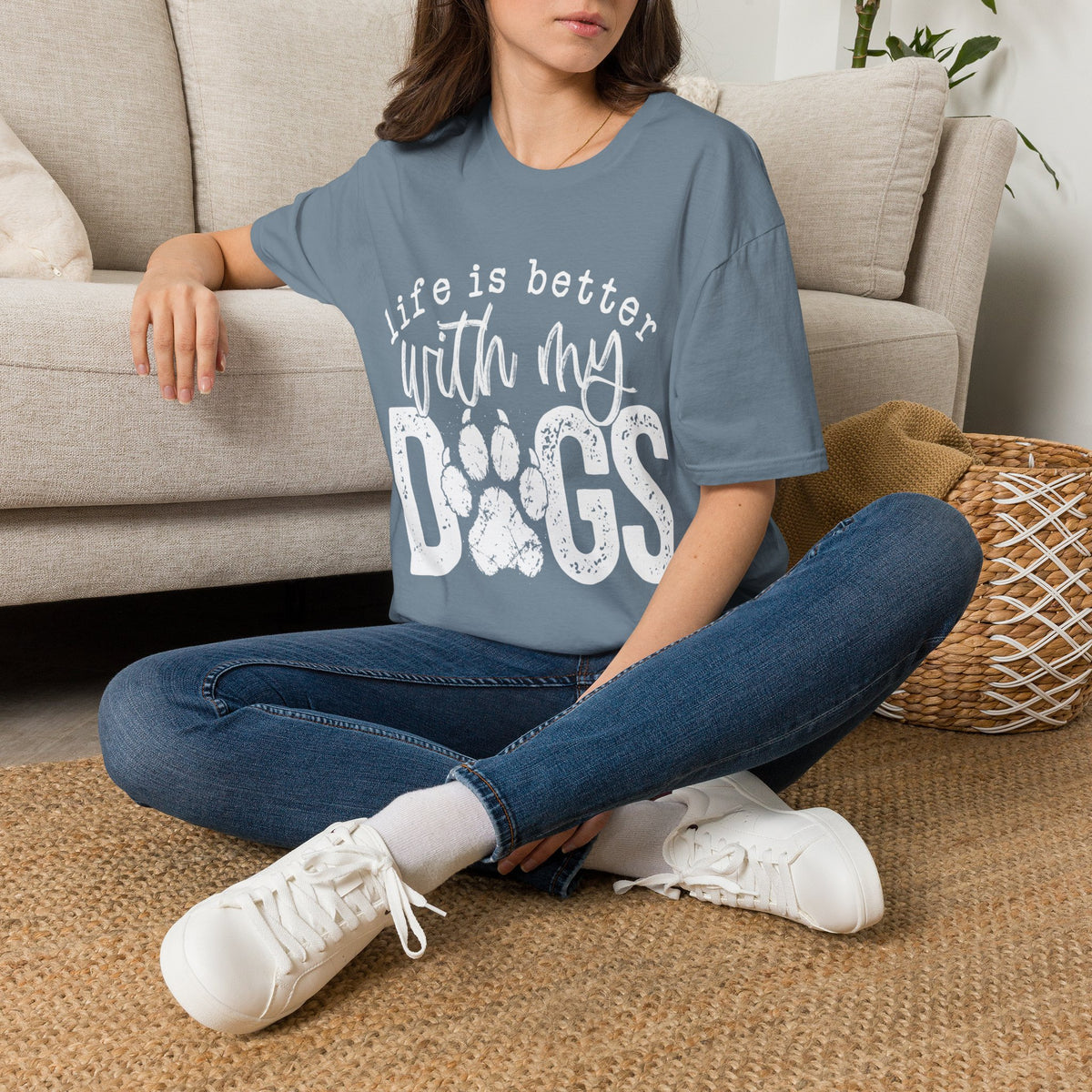 Life Better With My Dogs wht t-shirt