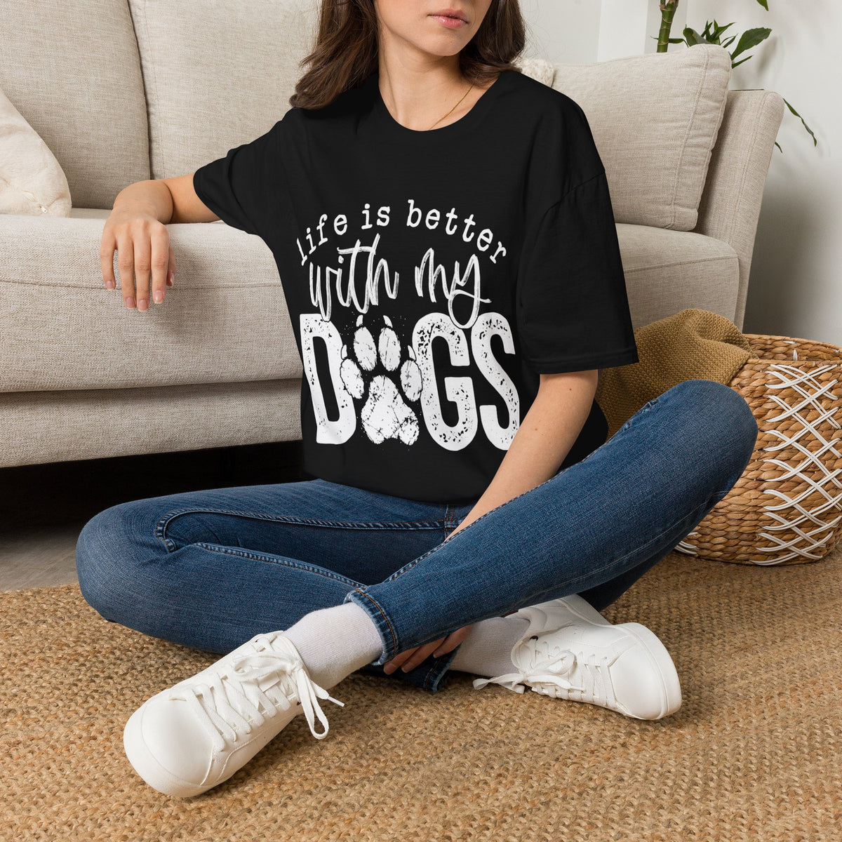 Life Better With My Dogs wht t-shirt