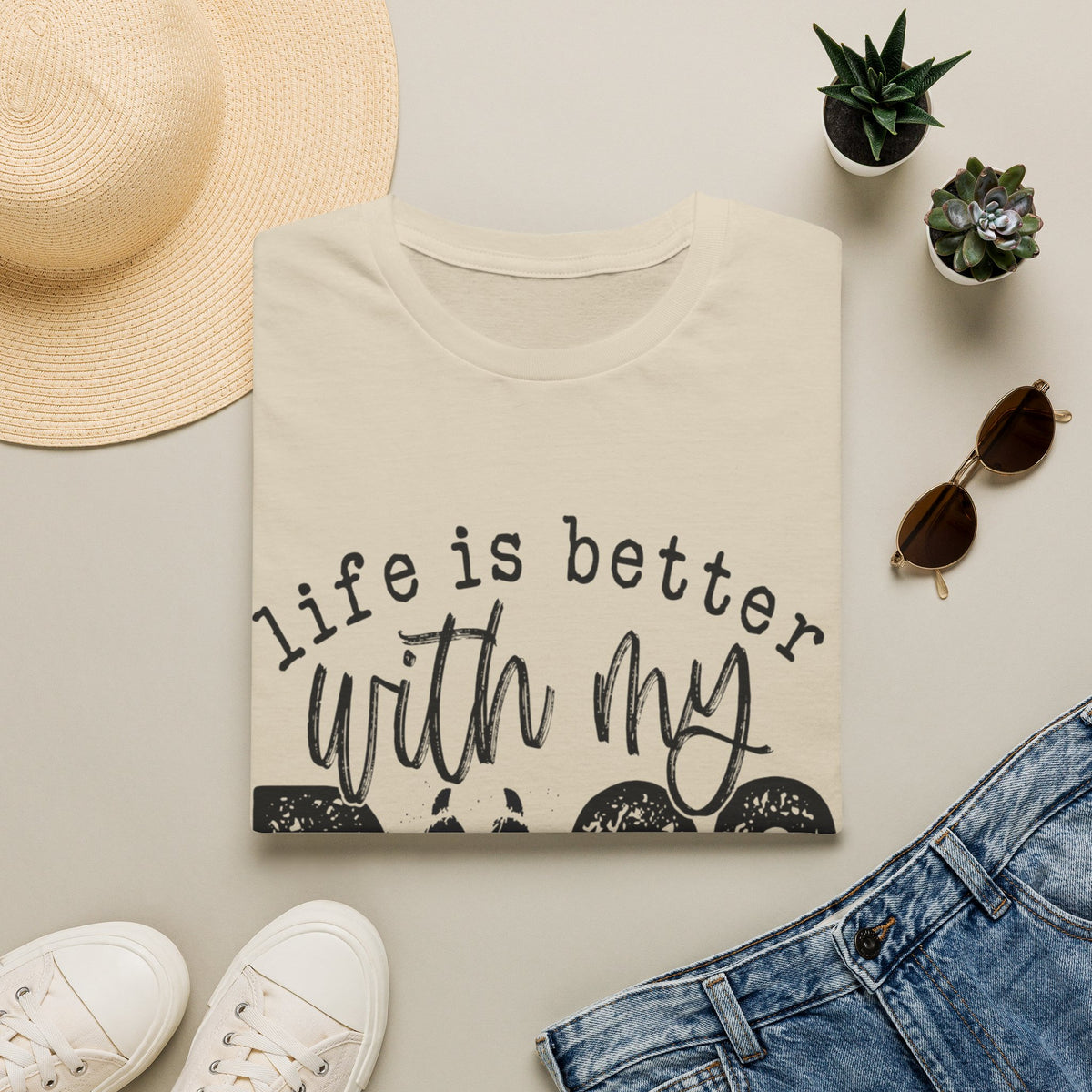 Life Better With My Dogs blk t-shirt