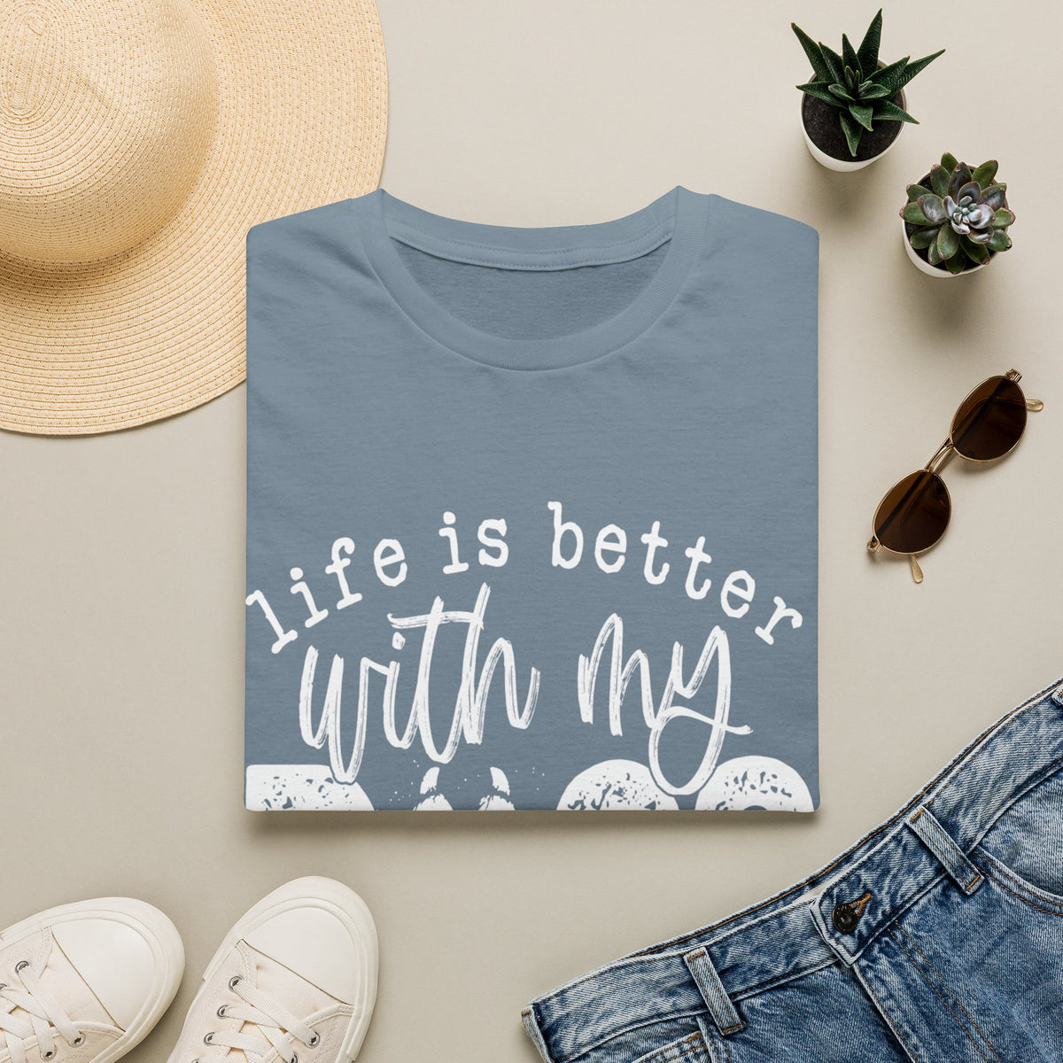 Life Better With My Dogs wht t-shirt