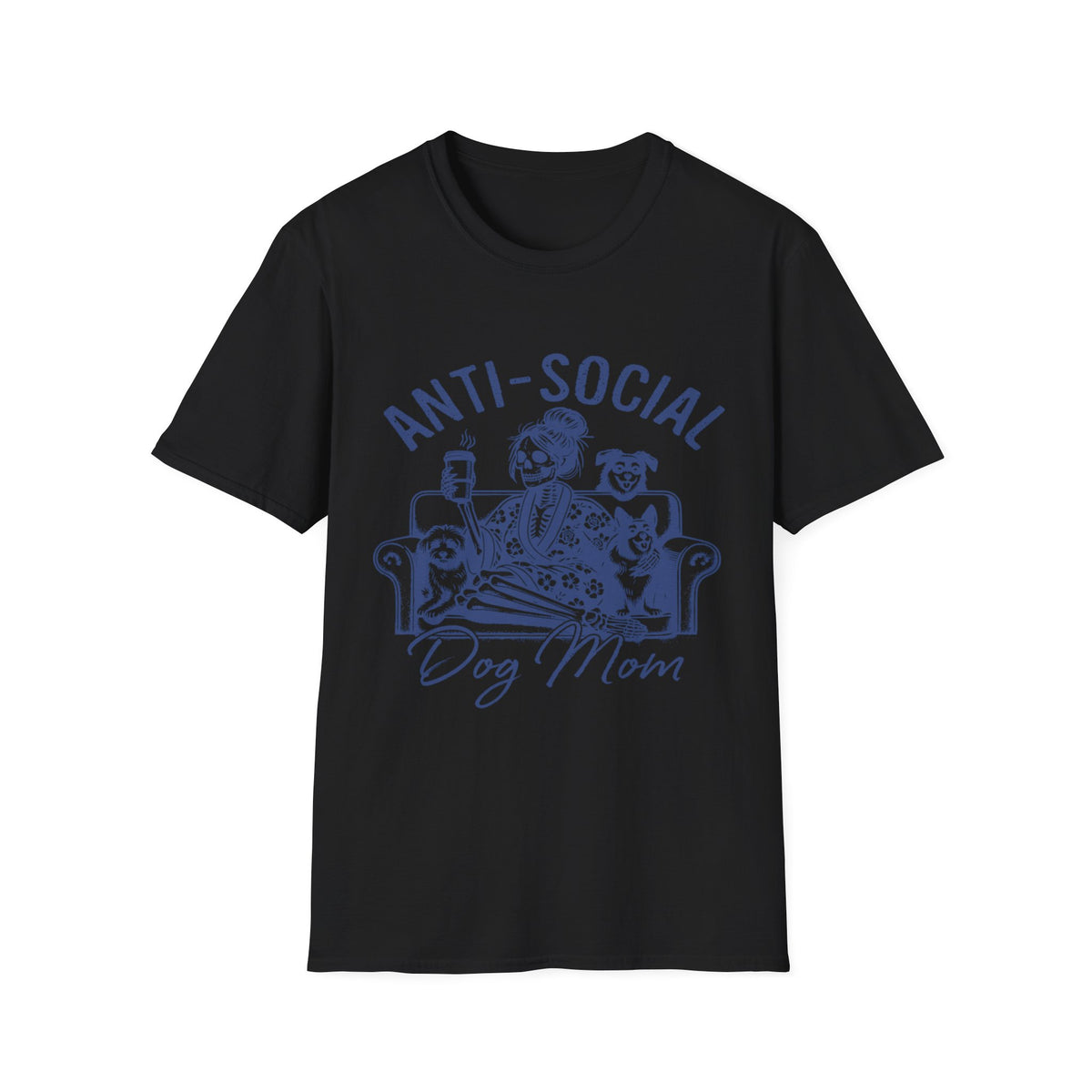 Anti Socail Dog Mom blu t-shirt