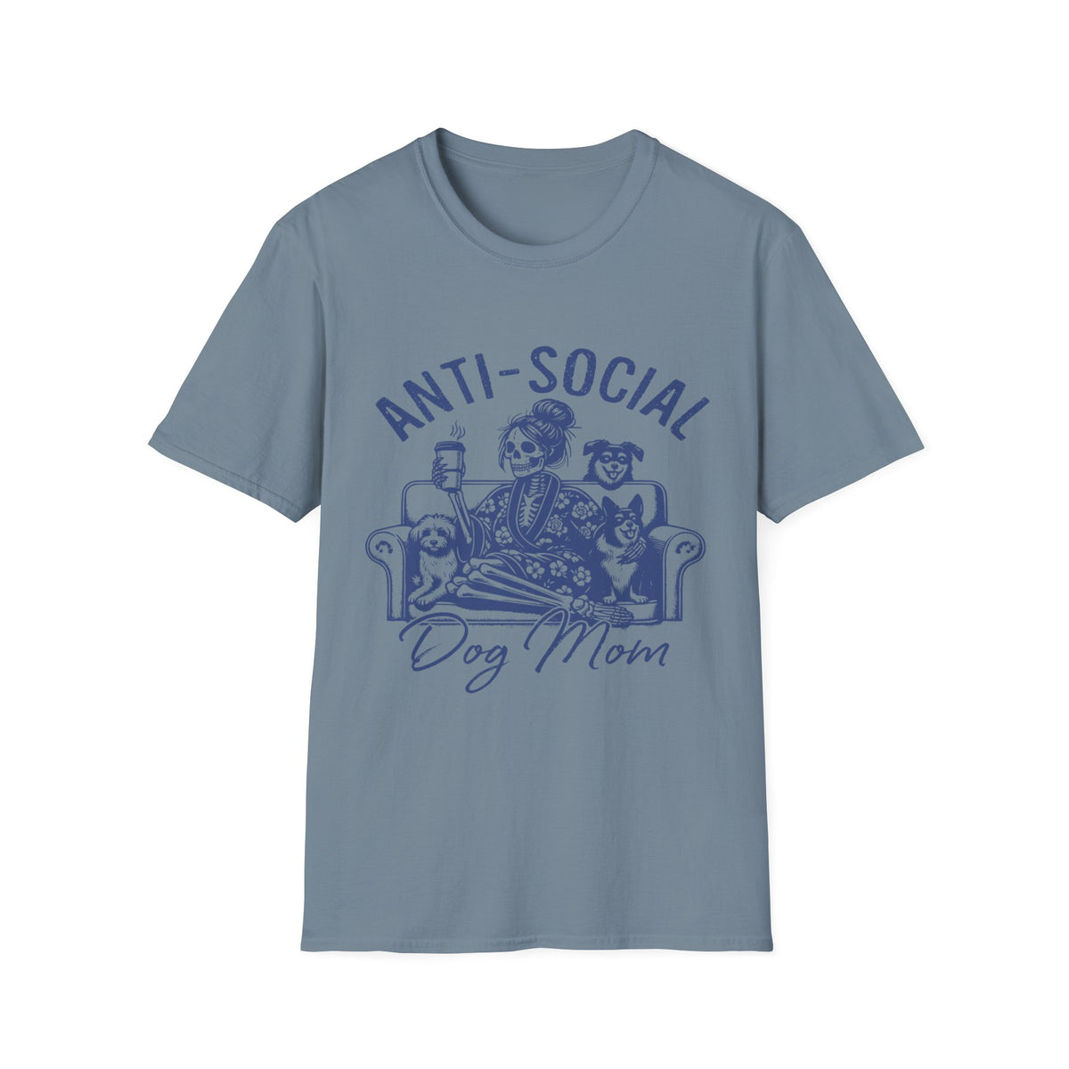 Anti Socail Dog Mom blu t-shirt