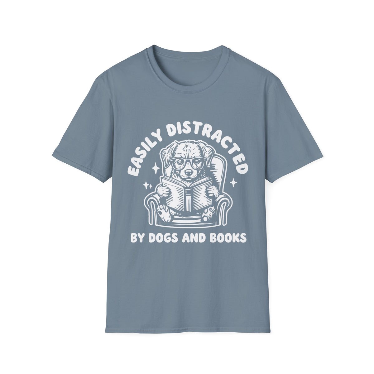 Easily Distracted By Dogs And Books WHT t-shirt