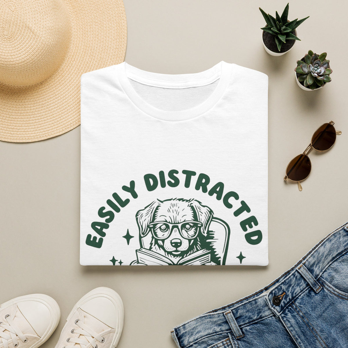 Easily Distracted By Dogs And Books t-shirt