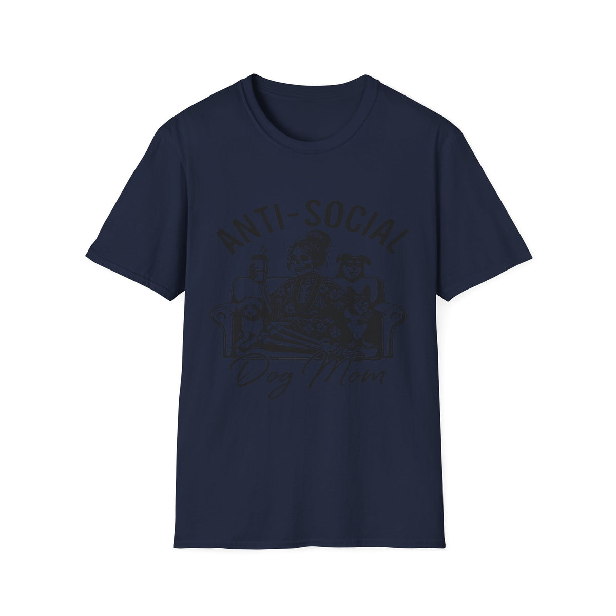 Anti Socail Dog Mom blk t-shirt