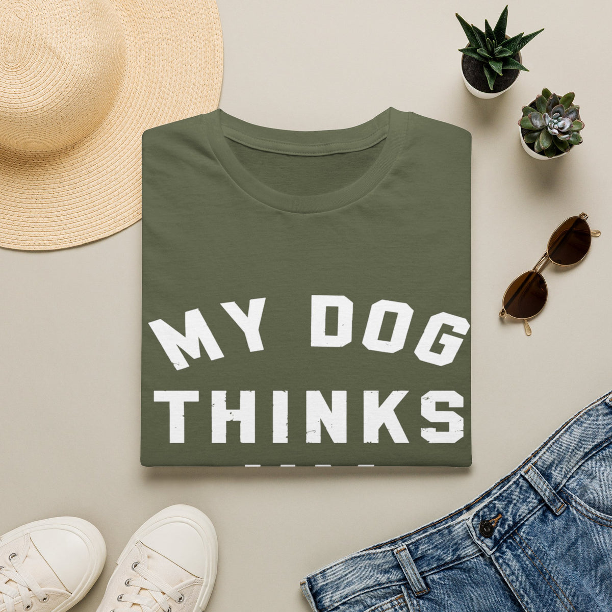 My Dog Thinks Im Cool wht t-shirt