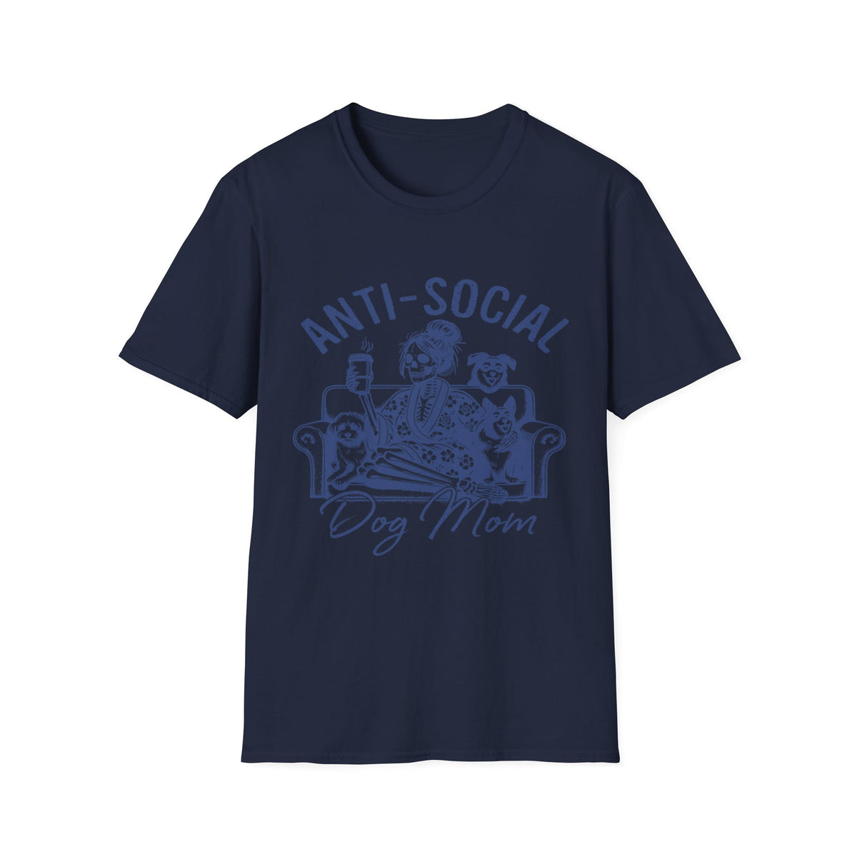 Anti Socail Dog Mom blu t-shirt