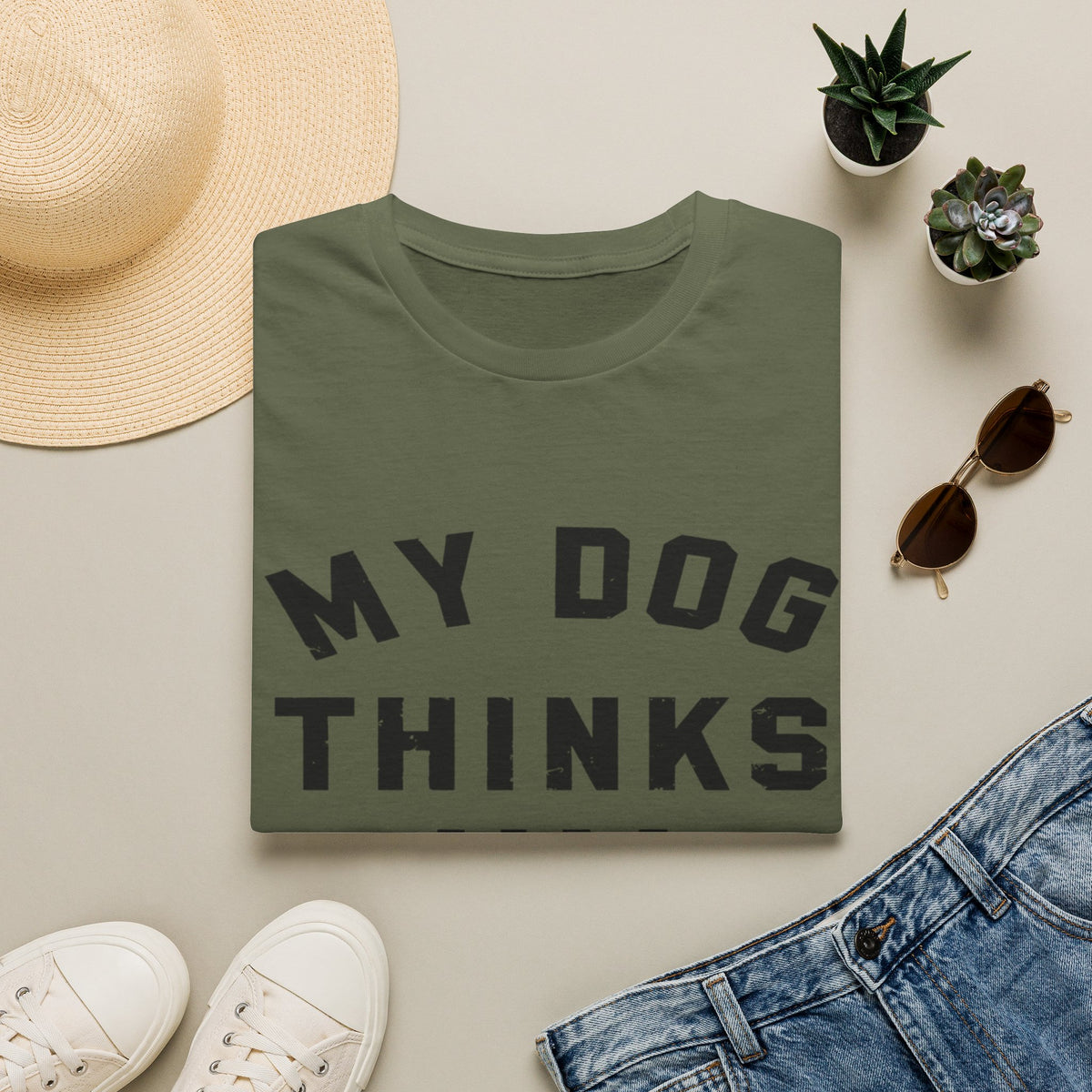My Dog Thinks Im Cool blk t-shirt