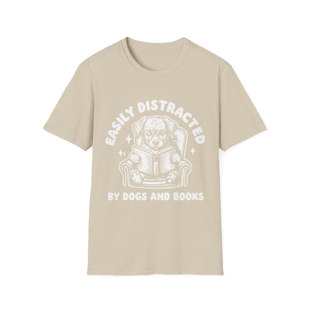 Easily Distracted By Dogs And Books WHT t-shirt